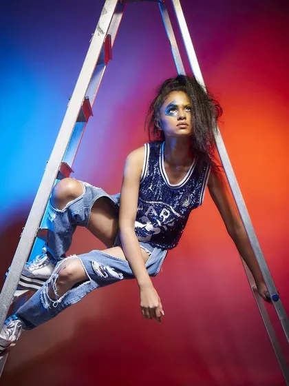 Another creative use of a prop to create interesting angles and poses. We work with stylists and models to produce a diverse range of shots for a complete and compelling fashion campaign.