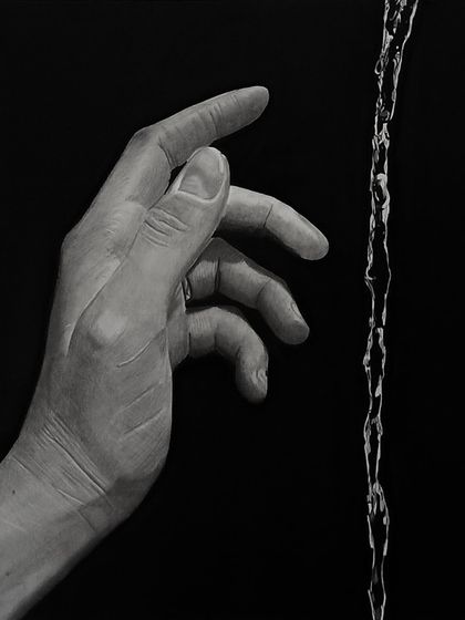 The "Water" drawing again, a key piece in my elements series. I'm really proud of how the water texture turned out.