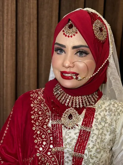 A beautiful profile of my Hijabi bride. The way the hijab is styled perfectly frames her face and showcases the makeup.