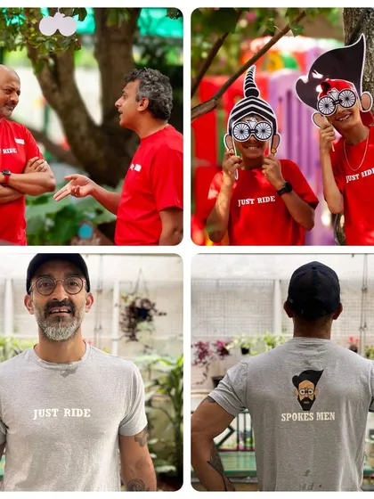 More fun with the Spokes Men crew. Our custom tees are designed to be comfortable and stylish, perfect for a day of supporting the community and having a good time.