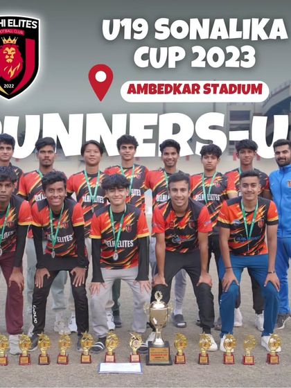Our U-19 team celebrating their runners-up finish at the Sonalika Cup 2023 at Ambedkar Stadium.