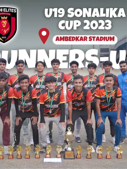 Our U-19 team celebrating their runners-up finish at the Sonalika Cup 2023 at Ambedkar Stadium.