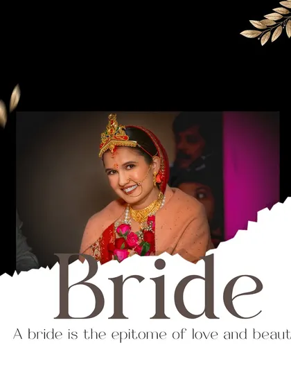 A graphic-style portrait celebrating the bride. Her happy, candid smile is the epitome of love and beauty.