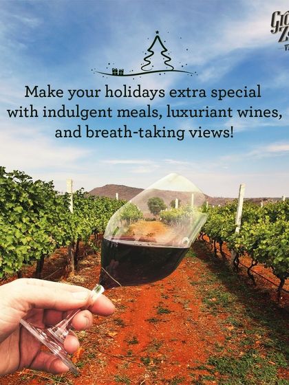 Holding a glass of our red wine, you can see the vineyard reflected in it. This perspective captures the direct link between the terroir, the rows of vines, and the complex final product you are about to enjoy.