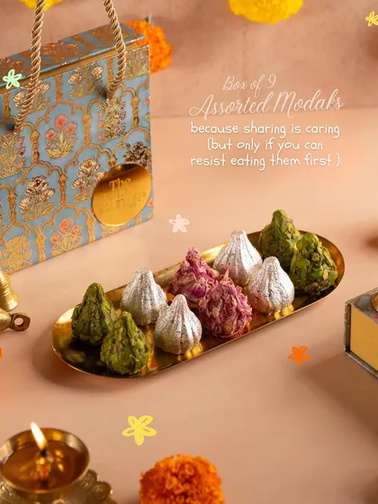 Our Box of 9 Assorted Modaks is designed for sharing, but I won't blame you if you want to keep them all for yourself!