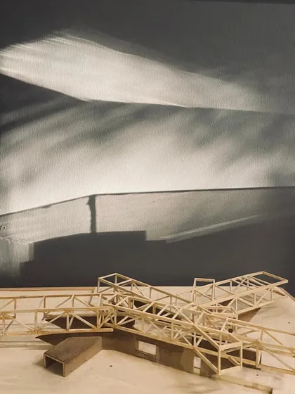 The play of light on a studio wall, filtered through the structure of an architectural model. This study of transparency, reflection, and diffusion is a critical part of my process, informing how the final building will interact with its environment.