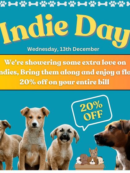 It's Indie Day! We love showering extra love on our indies with a flat 20% off on the entire bill.