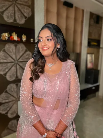 Pretty in pink for her engagement. This look features a monochromatic pink palette on the eyes, cheeks, and lips for a harmonious and romantic feel.