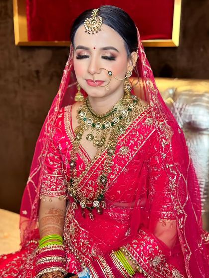 A beautiful, serene portrait of my Sikh bride. The makeup is soft and minimal, with a focus on her glowing skin.