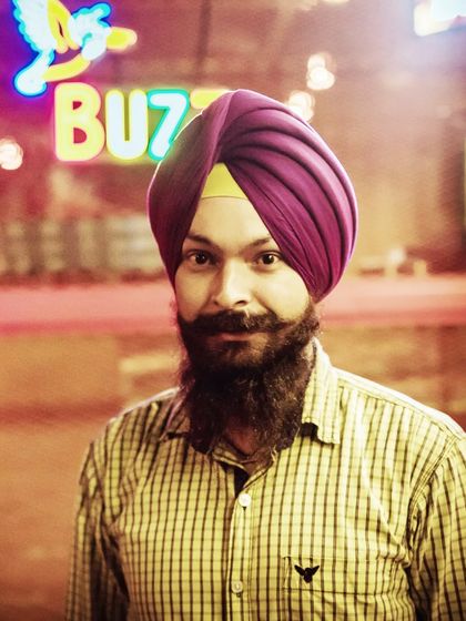 A close-up portrait. I believe that actions speak louder than words, and I let my music do the talking.