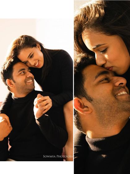 A collage showcasing the fun and tender moments from a studio shoot. From playful interactions to quiet kisses, it tells a story of their afternoon with us.