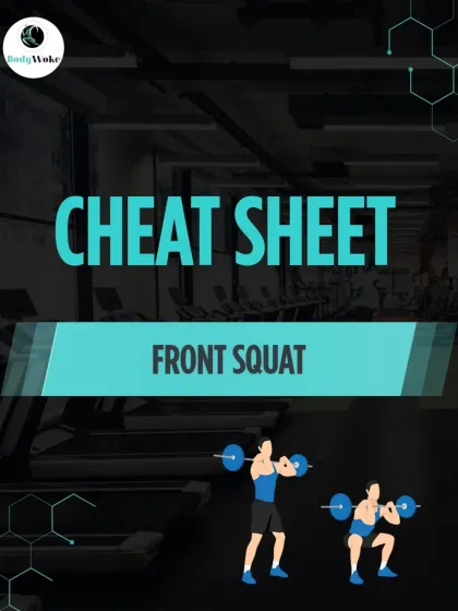 Cheat Sheet: Front Squat. A great exercise for quad development. This shows the correct form for the movement.