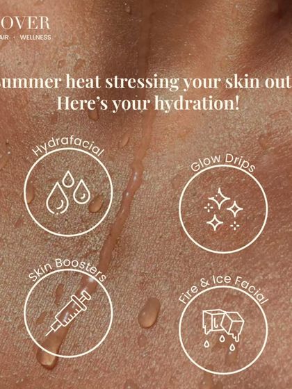 The summer heat can stress your skin out. We offer several hydration-focused treatments like Hydrafacial, Glow Drips, Skin Boosters, and the Fire & Ice Facial to keep your skin cool and hydrated.