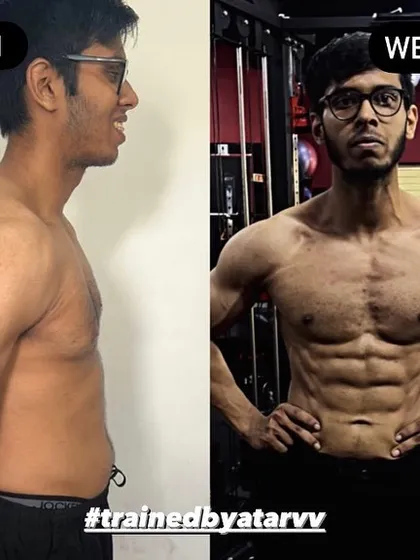 An 11-week transformation. This client went from a relatively undefined physique to having visible abs and a much leaner build.