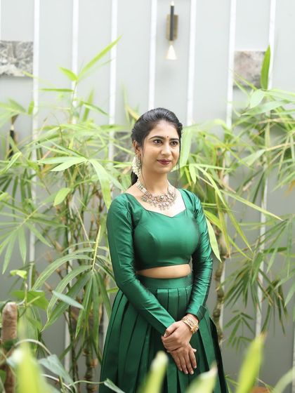 Mahima looking elegant and poised. The simple, clean makeup lets her natural beauty shine.