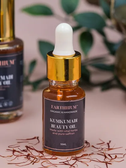 The 10ml bottle of my Kumkumadi Beauty Oil is a great travel-friendly option. It's small enough to take anywhere, so you never have to miss out on your skincare routine.