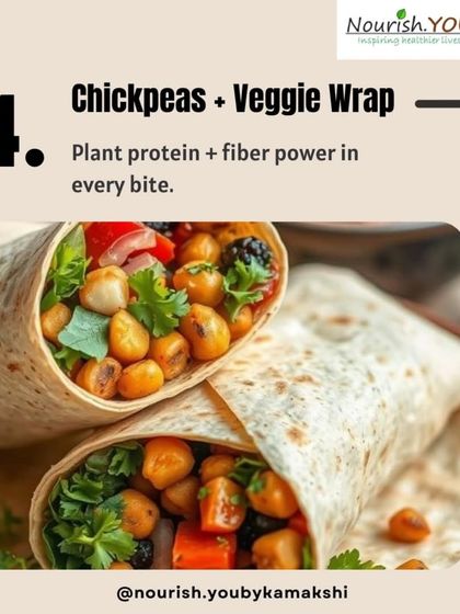 A chickpea and veggie wrap is a perfect example of a plant-protein and fiber-powered snack or meal that will keep you satisfied.