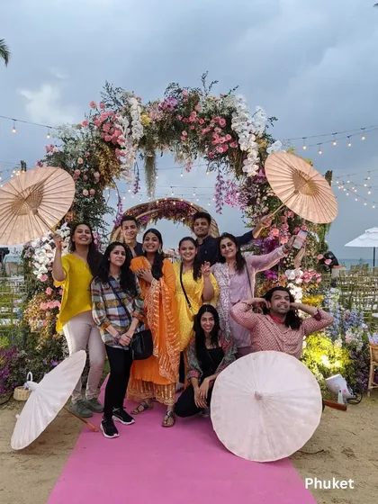 A happy team photo with our collaborators in Phuket. We believe in the power of teamwork and have built strong friendships with the best vendors around the world to ensure a seamless experience.