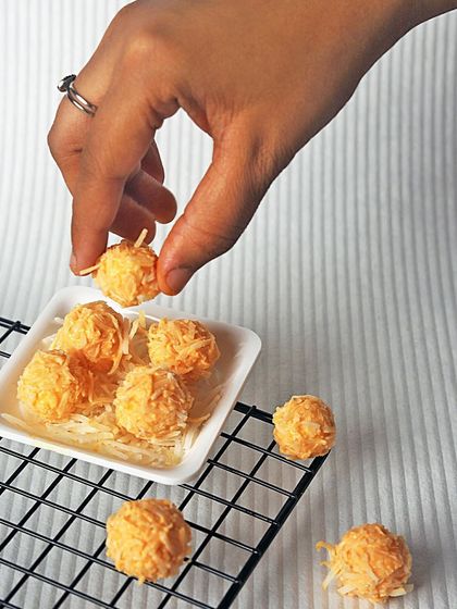 A single bite of my Mango Rasgulla Truffle is a unique experience. It's a modern twist on a traditional favorite, perfect for the mango season.