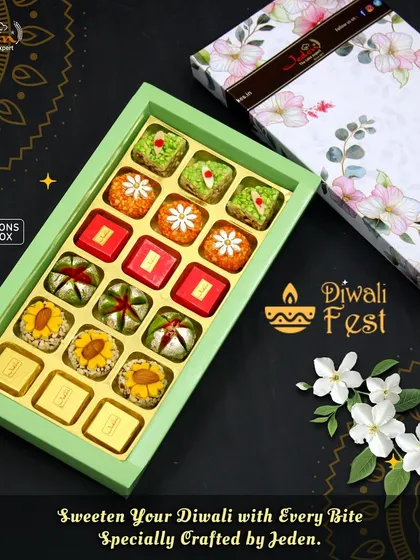 Sweeten your Diwali with every bite. Our specially crafted celebration sweet box features an assortment of traditional Indian sweets and fusion desserts, presented in an elegant floral box perfect for gifting.