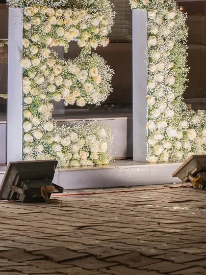 The final letters of the stunning floral logo, a testament to our ability to create large-scale, bespoke branding elements.
