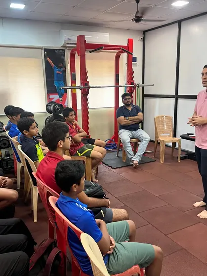 Another shot of our players engaged in the career guidance session at our in-house fitness studio.