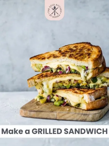 One great way to use the Edamame Truffle Dip is in a gooey, delicious grilled cheese sandwich.