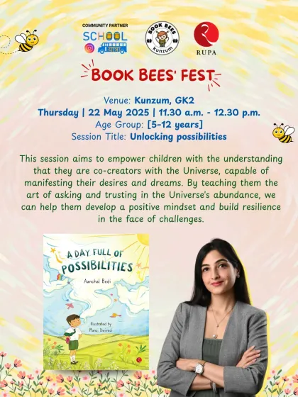 We were thrilled to host author Aanchal Bedi for a session on her book 'A Day Full of Possibilities.' The event aimed to empower children with a positive mindset and the confidence to manifest their dreams.