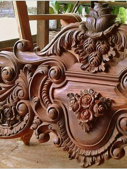 This is a close-up of a headboard being hand-carved in my workshop. I take great pride in traditional woodworking techniques, and this intricate floral carving shows the level of detail and artistry that goes into my classic furniture pieces. It’s this kind of craftsmanship that turns a piece of wood into a work of art.