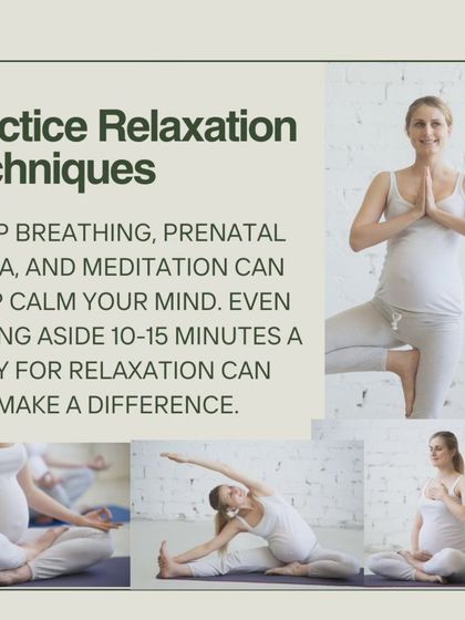 Relaxation techniques are key for managing prenatal anxiety. Deep breathing, prenatal yoga, and meditation, even for just 10-15 minutes a day, can help calm your mind.
