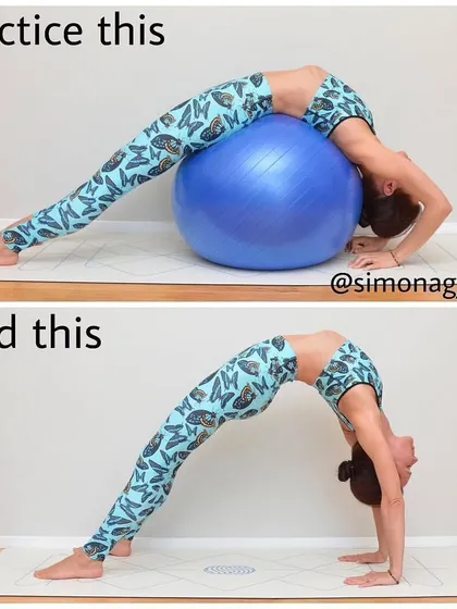 Using a stability ball is a great way to prepare the spine for the full wheel pose (Chakrasana). It supports your back and helps you get used to the deep arch before you attempt it on the floor.
