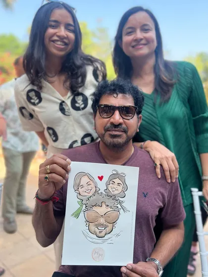A beautiful family portrait from a wedding event. It's always special when I get to sketch multiple generations together, creating a memory for the whole family.