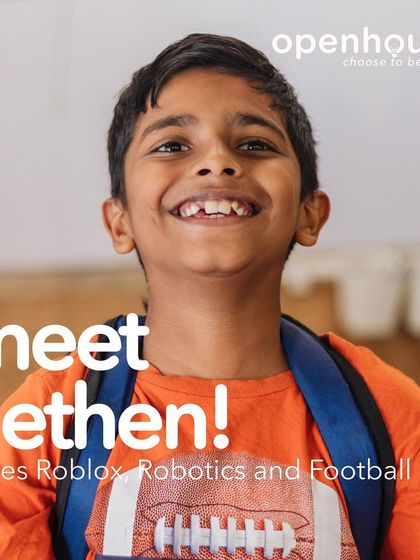 A portrait of Aethen, a student who loves Roblox, robotics, and football. His story is a testament to how finding the right activity can channel a child's energy into a passion.