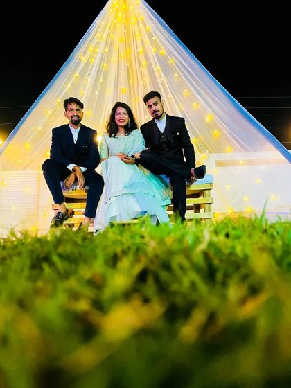 A group photo from a party. My grooming services ensure that the men look just as polished and ready for photos as the women.