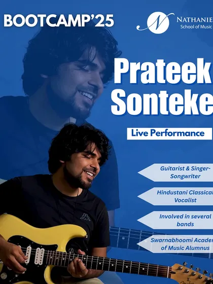 Our Bootcamp '25 will also feature a live performance from guitarist and singer-songwriter Prateek Sonteke. He is a Hindustani classical vocalist and an alumnus of the Swarnabhoomi Academy of Music.