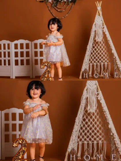 Two years old and full of wonder. This collage shows different angles and expressions from a second birthday studio session.