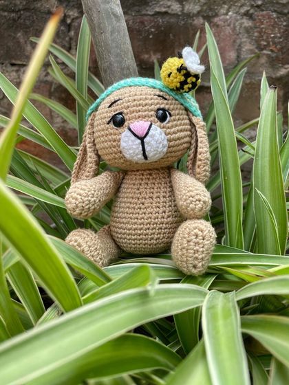 Another photo of Oliver the Bunny and Bob the Bee. The little bee is my favorite detail on this adorable bunny.