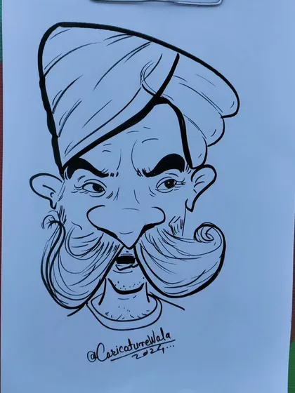 How to draw a funny face. This caricature of a man with a huge mustache is a great example.