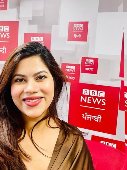 A selfie from the BBC News India office before their Diwali event. The vibrant and professional setup was amazing.