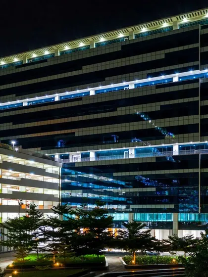 A duplicate of the previous facade shot, emphasizing the consistency and quality we deliver in our night-time architectural photography projects.