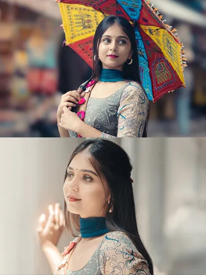 Creating clean, bright, and professional portraits is easy with my 'Elite' preset collection. These images show how the presets handle skin tones and create a soft, appealing look, whether you're shooting with a colorful umbrella or against a simple wall.