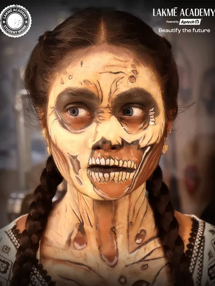 We push the boundaries of creativity with advanced SFX makeup training. This chillingly detailed zombie look, created by one of our students, showcases the high-level technical skill and artistry we nurture for careers in film, television, and fantasy makeup.