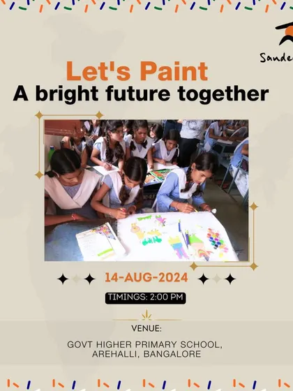 The official poster for our "Let's Paint a Bright Future Together" event at Arehalli Government School, aimed at igniting young imaginations.