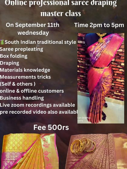 A flyer for my professional master class in September, covering advanced techniques and business skills.