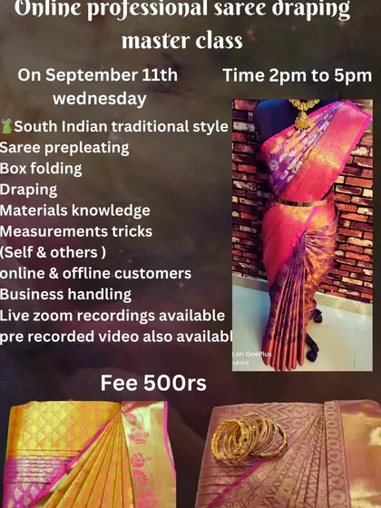 A flyer for my professional master class in September, covering advanced techniques and business skills.