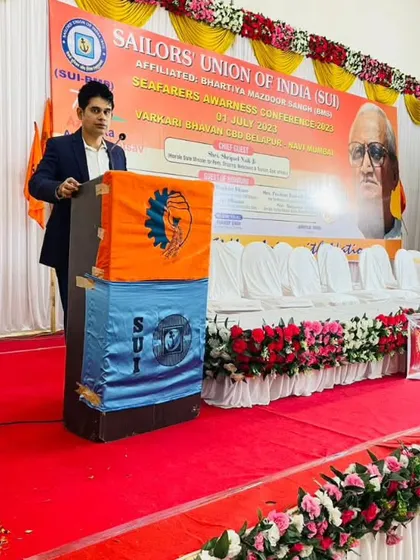 It was an honor to host a conference for the Sailors' Union of India. Addressing seafarers and dignitaries at this formal event in Belapur was a great experience.