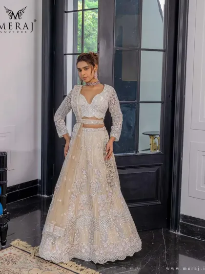 Meraj Couture - Luxury Occasion Wear Ethereal Lehengas: Pastels & Ivories photo 20