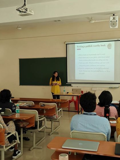 Giving a publishing workshop to MA English students. I'm passionate about sharing my knowledge and helping the next generation of writers navigate the industry.