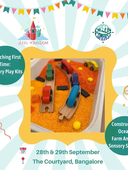 I partner with brands like Green Compass to bring you amazing sensory play kits. This graphic showcases their themed kits, like the construction and ocean sets, which are perfect for hours of independent play at home.