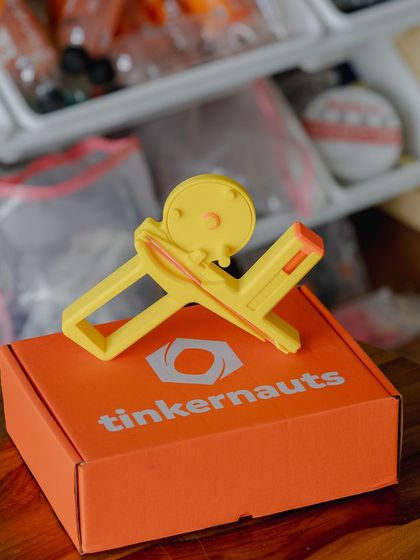 The disc launcher kit, unboxed and ready for assembly.